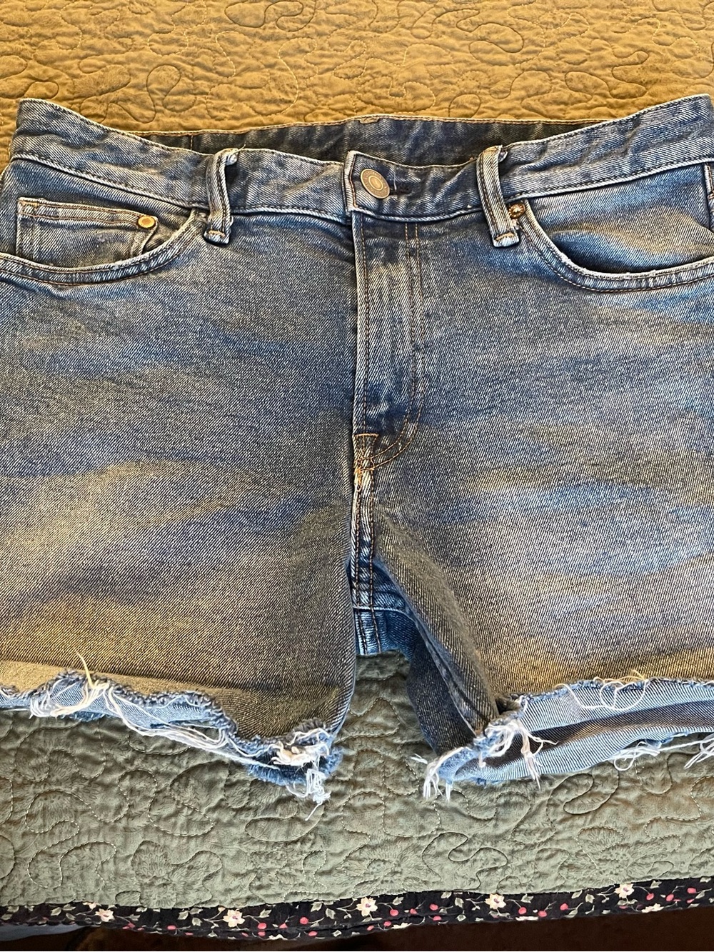 Women's Blue Distressed Denim Cutoff Shorts (slim fit)